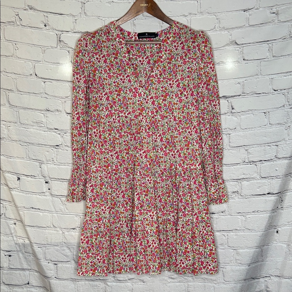 Tuckernuck Pomander Place Long Sleeve Tiered Floral Print Dress Size Large